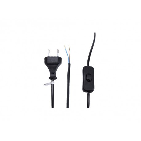 flexo šnúra PVC 2x0,75 s vypínačom čierna plochá  2m